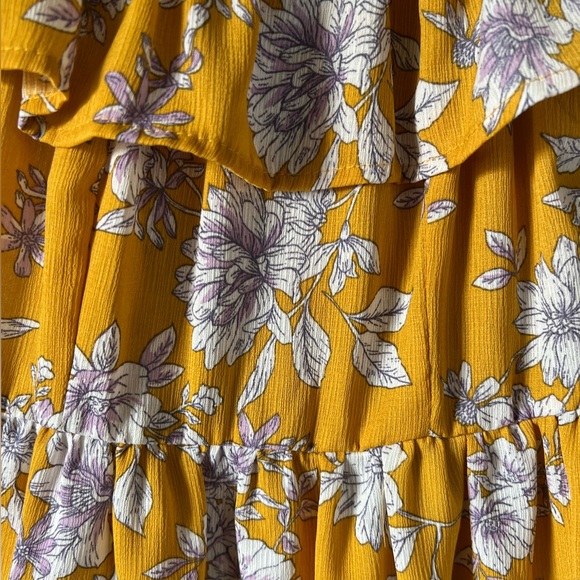 Yellow Floral Off the Shoulder Dress - Picture 2 of 6